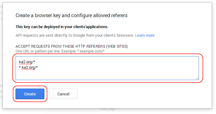 Google APIの利用を許可するリクエスト元サイト(FQDN)の設定