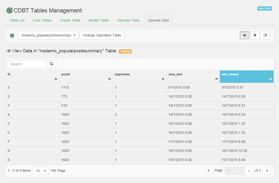 テーブル管理 - データ操作