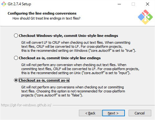 Configuring the line ending conversions