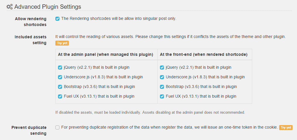 Advanced Plugin Settings