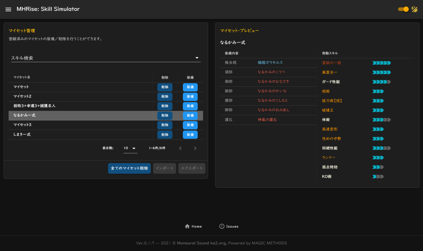 マイセット管理